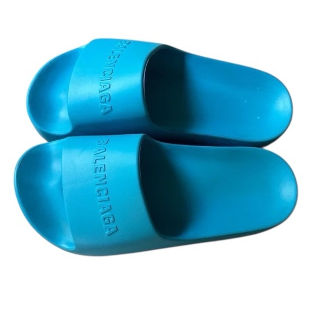 Balenciaga Slides Chunky Platform Slides Women’s Size 9 NEW Neon Blue - Picture 3 of 3